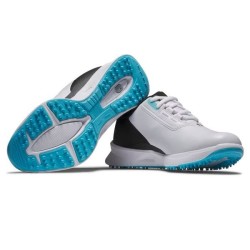 Vente chaussures de golf FOOTJOY junior modèle Fuel White/Black/Blue