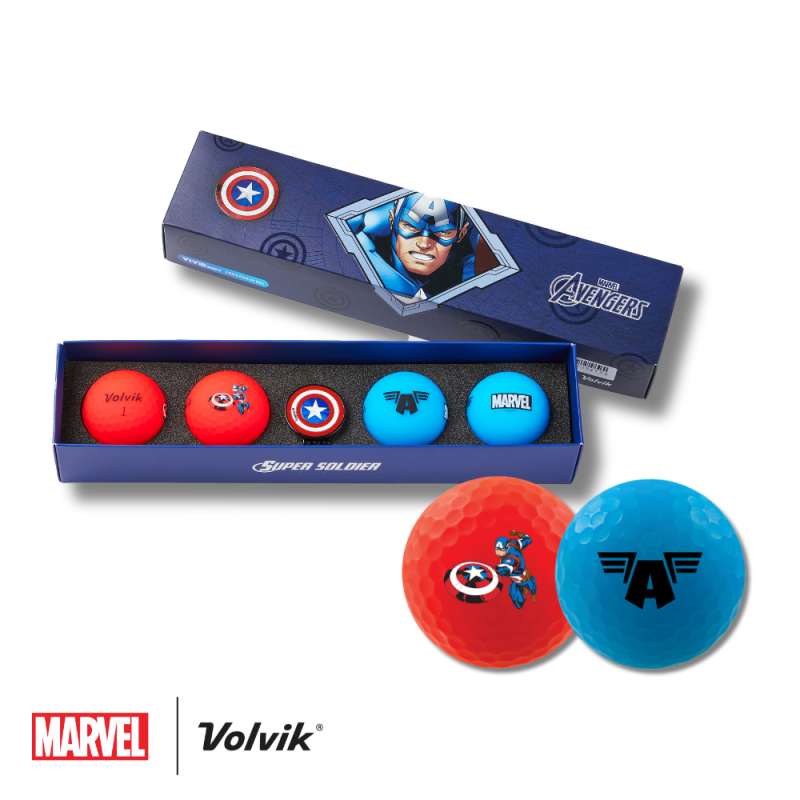VOLVIK - Vente coffret 4 balles Vivid Soft Marvel Captain America VOLVIK - Vente coffret 4 balles Vivid Soft Marvel Captain America
