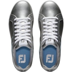 Chaussures de golf Footjoy Links Argent/Blanc pour femme
