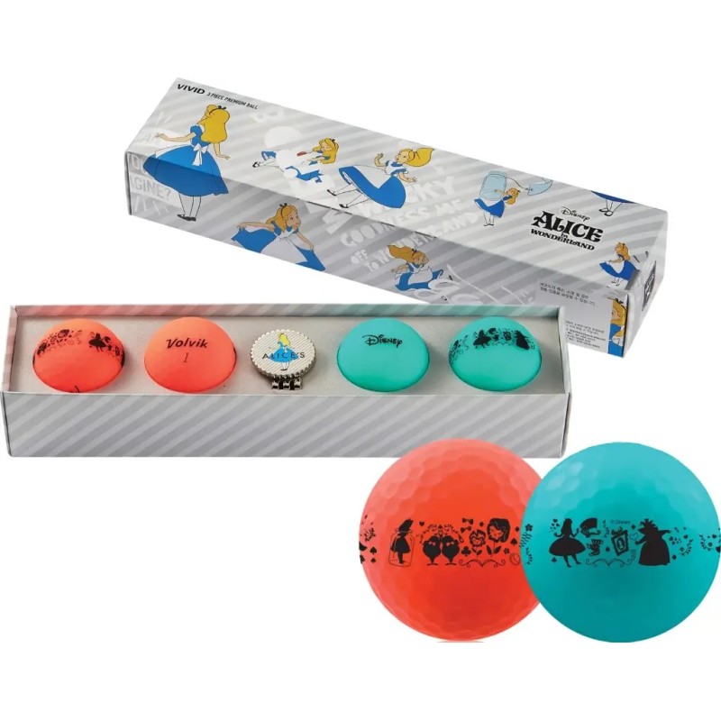 Volvik - Vente coffret 4 balles de golf Vivid Alice in Wonderland