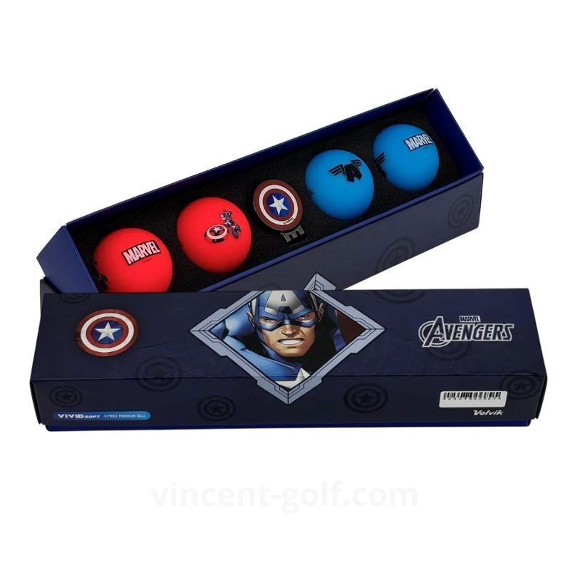 Volvik - Vente coffret 4 balles de golf Vivid Marvel Captain America