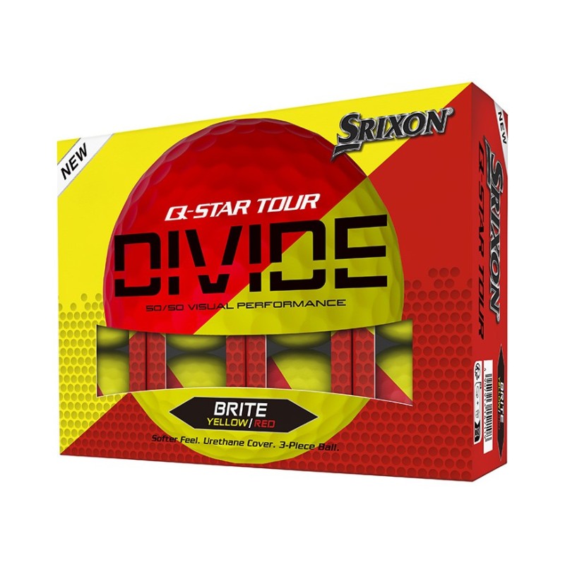 SRIXON - vente balles golf Q-STAR Tour modèle DIVIDE 2 rouge/jaune SRIXON - vente balles golf Q-STAR Tour modèle DIVIDE 2 rouge/jaune