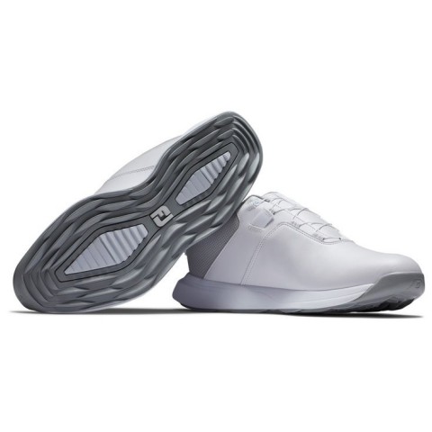 Footjoy chaussures de golf ProLite White Grey BOA vue paire et semelle