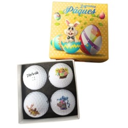 VOLVIK - Vente coffret 4 balles de golf Powersoft joyeuses Pâques