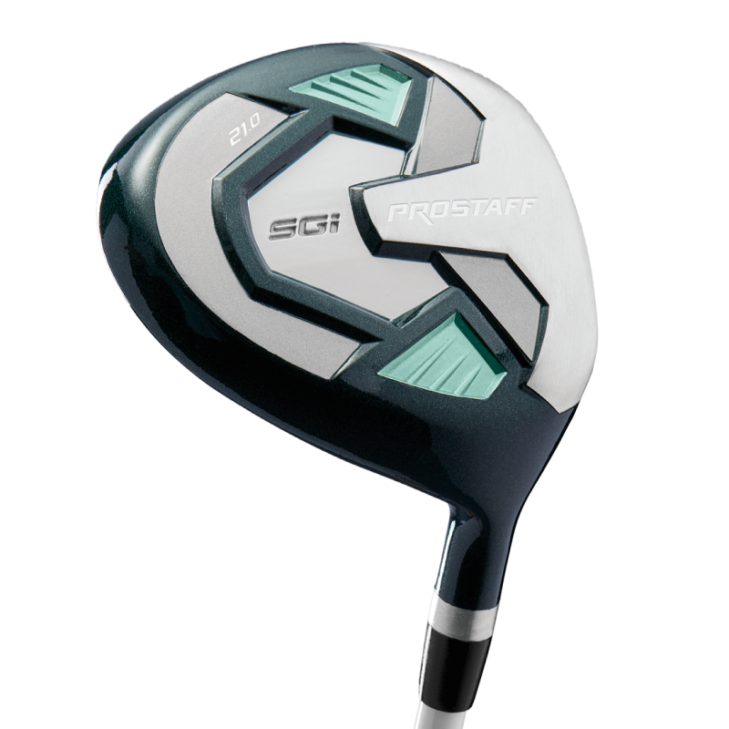 Wilson Staff Clubs de Golf, Pro Staff SGI Hybrid 5, Femmes, Gauchers, Manche en Graphite, Argenté/Vert, WGD152200