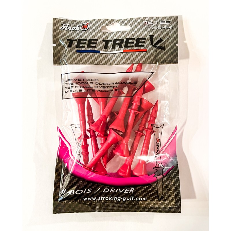 Strok'IN - Vente TEES de GOLF en bois modèle Tee Tree Rouge (66 mm)